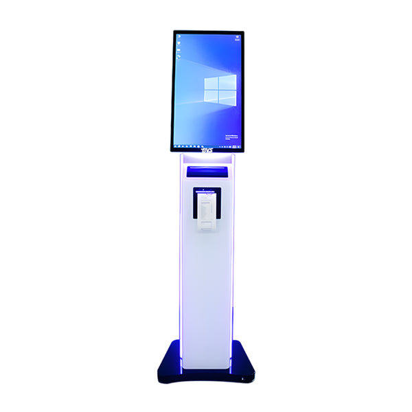 BVS SW238 23.8" Self Service Kiosk, Floor Standing Self Ordering Kiosk, Multi-Point Touch Screen Windows OS With NFC, 200W Camera, 1D/2D Scanner Module
