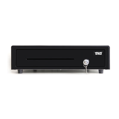 BVS Cash Register Drawer for Point of Sale (POS) System, 5 Bill/8 Coin , 24V, RJ11 Key-Lock, Media Slot, Black
