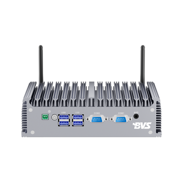 BVS GW-B Plus Intel Core i3/5/7 , 8GB RAM 128GB SSD,HD+VGA，LAN*2，USB*6，RS232/485*2,Full Metal Industrial Fanless Mini PC with Phoenix Terminal